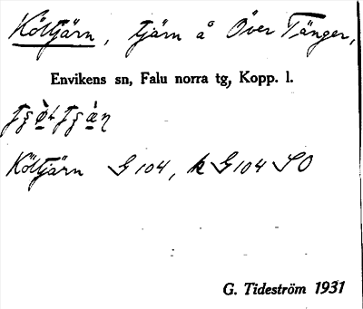 Bild på arkivkortet för arkivposten Költjärn