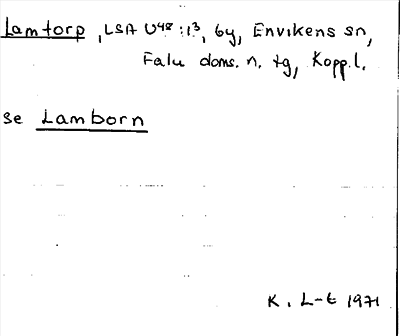 Bild på arkivkortet för arkivposten Lamtorp, se Lamborn
