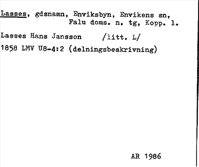 Bild på arkivkortet för arkivposten Lasses