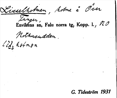 Bild på arkivkortet för arkivposten Lisselholmen