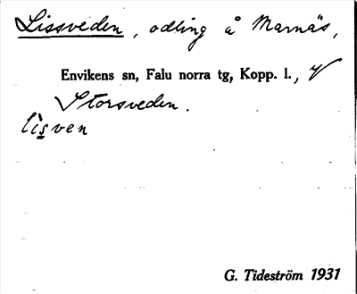 Bild på arkivkortet för arkivposten Lissveden