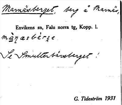 Bild på arkivkortet för arkivposten Marnäsberget, se Smulterbärsberget