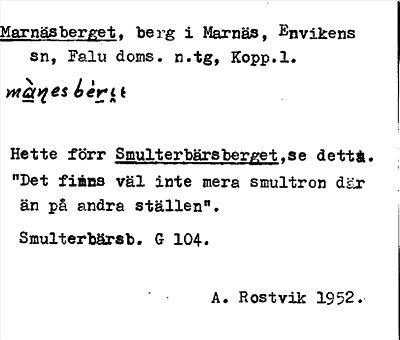 Bild på arkivkortet för arkivposten Marnäsberget, se Smulterbärsberget