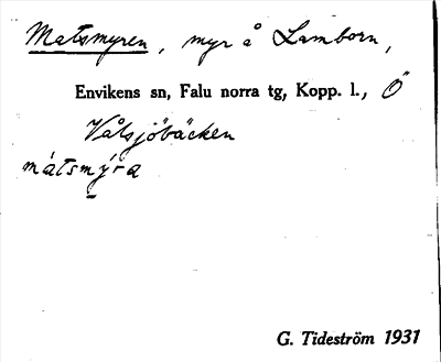 Bild på arkivkortet för arkivposten Matsmyren