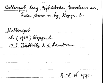 Bild på arkivkortet för arkivposten Metberget