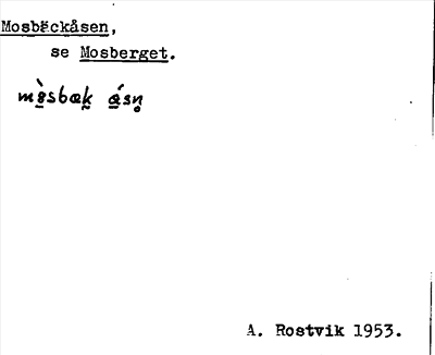 Bild på arkivkortet för arkivposten Mosbäckåsen, se Mosberget