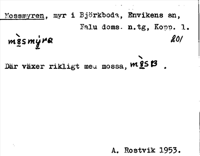 Bild på arkivkortet för arkivposten Mossmyren