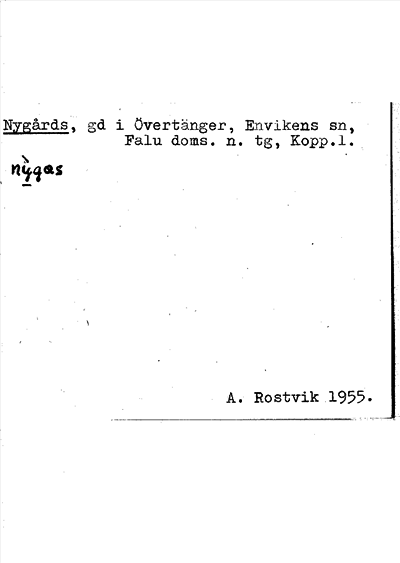 Bild på arkivkortet för arkivposten Nygårds