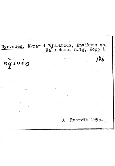 Bild på arkivkortet för arkivposten Nysveden
