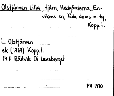 Bild på arkivkortet för arkivposten Olstjärnen, Lilla