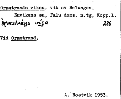 Bild på arkivkortet för arkivposten Ormstrands viken
