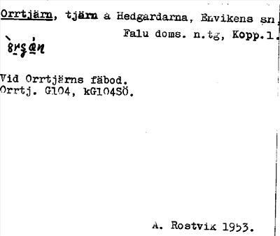 Bild på arkivkortet för arkivposten Orrtjärn