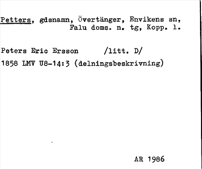 Bild på arkivkortet för arkivposten Petters