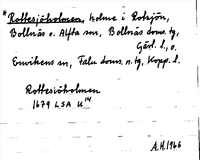Bild på arkivkortet för arkivposten *Rottesjöholmen