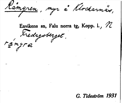 Bild på arkivkortet för arkivposten Råmyren