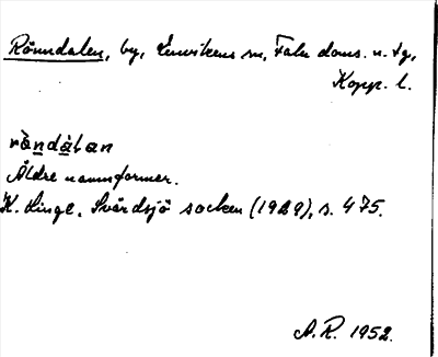 Bild på arkivkortet för arkivposten Rönndalen