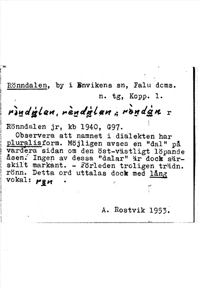 Bild på arkivkortet för arkivposten Rönndalen