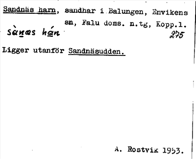 Bild på arkivkortet för arkivposten Sandnäs harn
