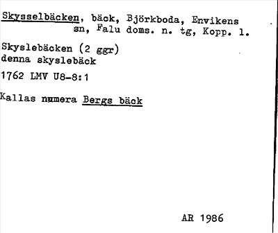 Bild på arkivkortet för arkivposten Skysselbäcken = Bergs bäck