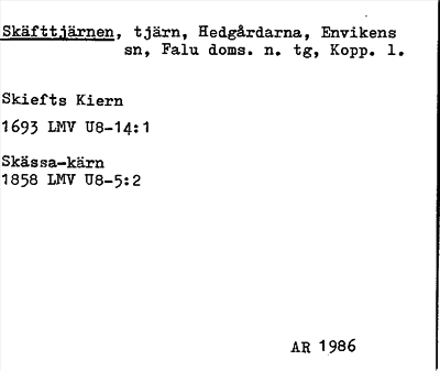 Bild på arkivkortet för arkivposten Skäfttjärnen