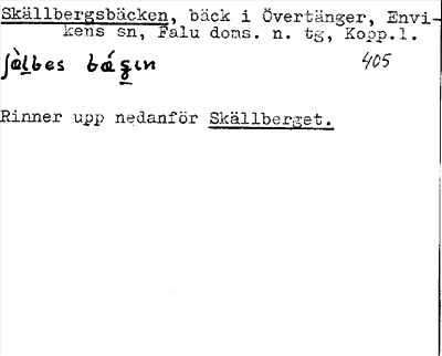 Bild på arkivkortet för arkivposten Skällbergsbäcken