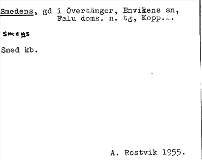 Bild på arkivkortet för arkivposten Smedens