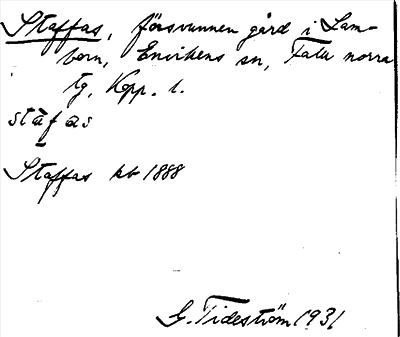 Bild på arkivkortet för arkivposten Staffas