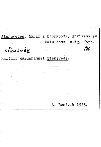 Bild på arkivkortet för arkivposten Stensveden