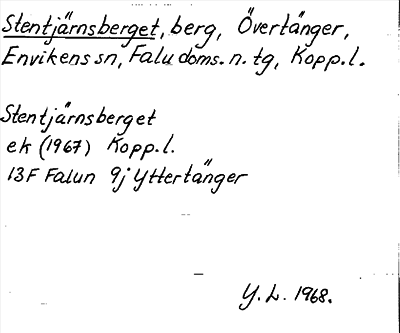 Bild på arkivkortet för arkivposten Stentjärnsberget