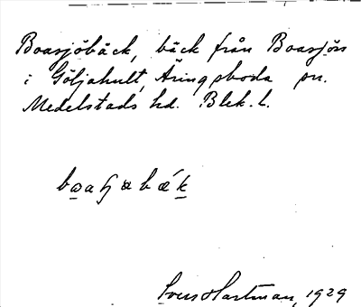 Bild på arkivkortet för arkivposten Boasjöbäck