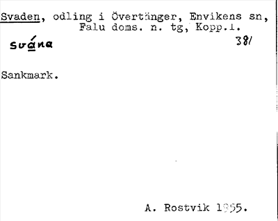 Bild på arkivkortet för arkivposten Svaden