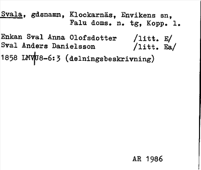 Bild på arkivkortet för arkivposten Svala