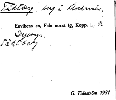Bild på arkivkortet för arkivposten Täktberg