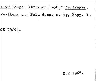 Bild på arkivkortet för arkivposten Tänger Ytter, se 1-50 Yttertänger