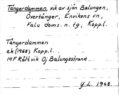 Bild på arkivkortet för arkivposten Tängerdammen
