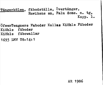 Bild på arkivkortet för arkivposten Tängerkölen