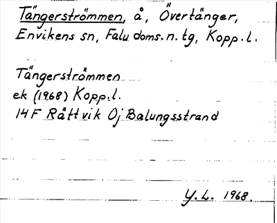 Bild på arkivkortet för arkivposten Tängerströmmen