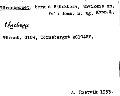 Bild på arkivkortet för arkivposten Törnsberget