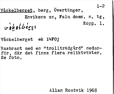 Bild på arkivkortet för arkivposten Våckelberget