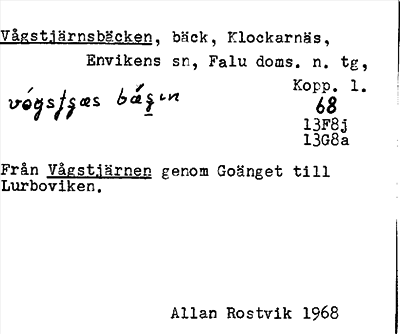 Bild på arkivkortet för arkivposten Vågstjärnsbäcken