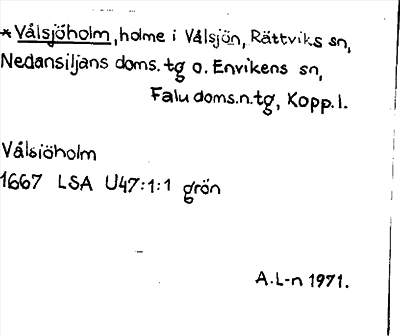 Bild på arkivkortet för arkivposten *Vålsjöholm