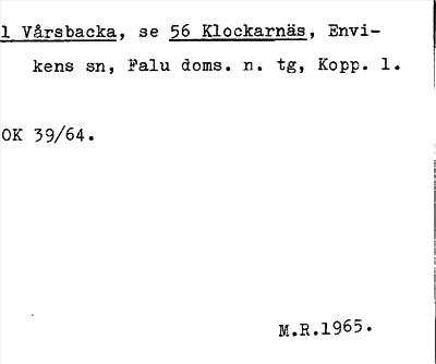 Bild på arkivkortet för arkivposten Vårsbacka, se 56 Klockarnäs