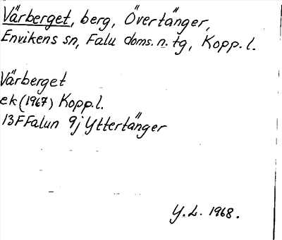 Bild på arkivkortet för arkivposten Värberget