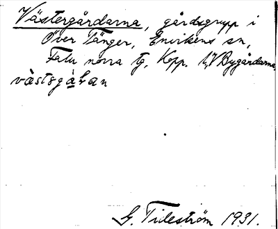 Bild på arkivkortet för arkivposten Västergårdarna