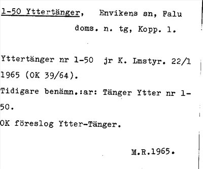 Bild på arkivkortet för arkivposten Yttertänger