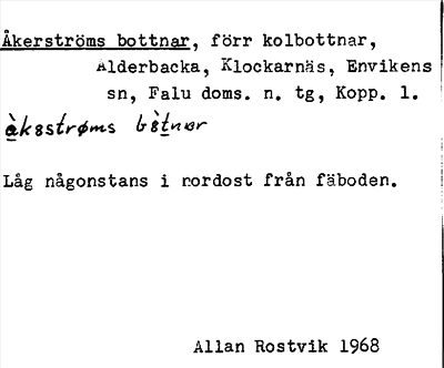 Bild på arkivkortet för arkivposten Åkerströms bottnar