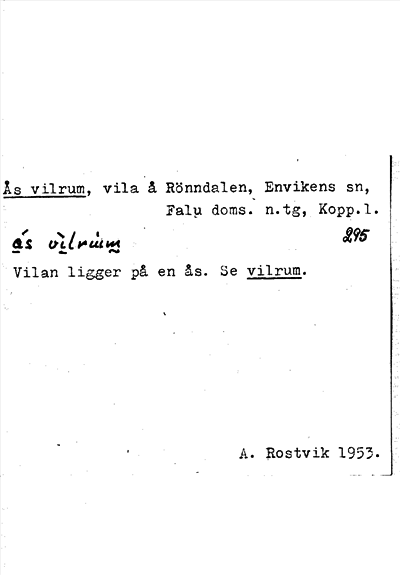 Bild på arkivkortet för arkivposten Ås vilrum