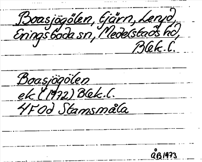 Bild på arkivkortet för arkivposten Boasjögölen