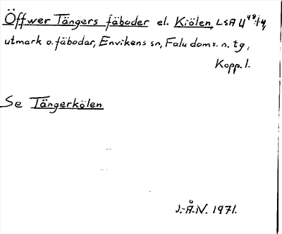 Bild på arkivkortet för arkivposten Öffwer Tängers fäboder el. Kiölen, se Tängerkölen