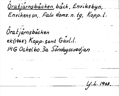 Bild på arkivkortet för arkivposten Öratjärnsbäcken